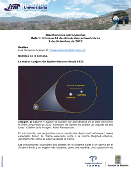 Disertaciones Astronómicas Boletín Número 61 De Efemérides Astronómicas 9 De Diciembre De 2020