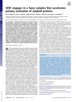 SERF Engages in a Fuzzy Complex That Accelerates Primary Nucleation of Amyloid Proteins