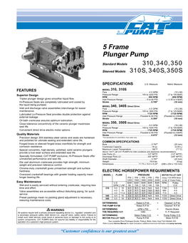 310-310S, 340-340S, 350-350S Triplex Plunger Pump Data Sheet