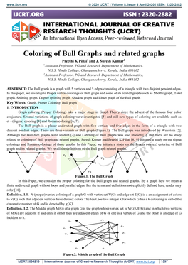 Coloring of Bull Graphs and Related Graphs Preethi K Pillai1 and J