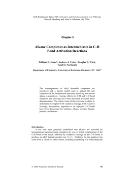 Alkane Complexes As Intermediates in C-H Bond Activation Reactions