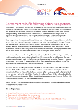 Government Reshuffle Following Cabinet Resignations