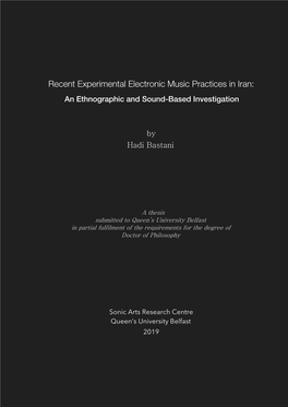 Recent Experimental Electronic Music Practices in Iran