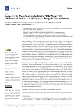 Connectivity Map Analysis Indicates PI3K/Akt/Mtor Inhibitors As Potential Anti-Hypoxia Drugs in Neuroblastoma
