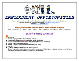 Employment Opportunities