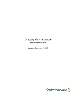 Directory of Saskatchewan School Divisions