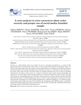 A SWOT Analysis to Raise Awareness About Cyber Security and Proper Use of Social Media: Istanbul Sample