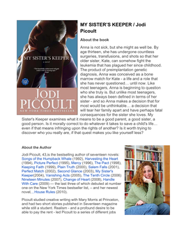 MY SISTER's KEEPER / Jodi Picoult