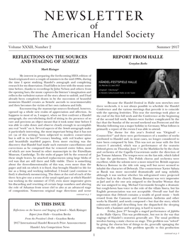 NEWSLETTER of the American Handel Society