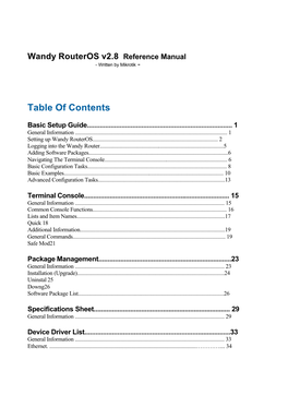 Wandy Routeros V2.8 Reference Manual - Written by Mikrotik