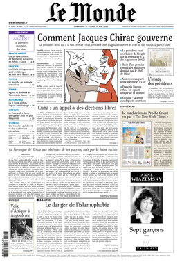 LE MONDE/PAGES<UNE>