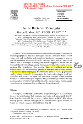 Acute Bacterial Meningitis Sharon E