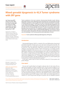 Mixed Gonadal Dysgenesis in 45,X Turner Syndrome with SRY Gene