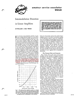 W6SAI Intermodulation Distortion in Linear Amplifiers