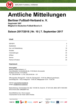 Amtliche Mitteilungen Berliner Fußball-Verband E