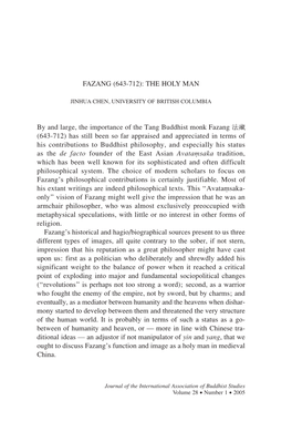 Fazang (643-712): the Holy Man