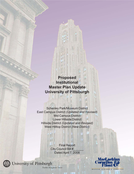Proposed Institutional Master Plan Update University of Pittsburgh