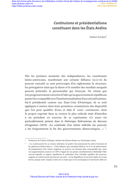 Continuismo Et Présidentialisme Constituant Dans Les États Andins