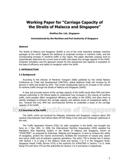 Carriage Capacity of the Straits of Malacca and Singapore”