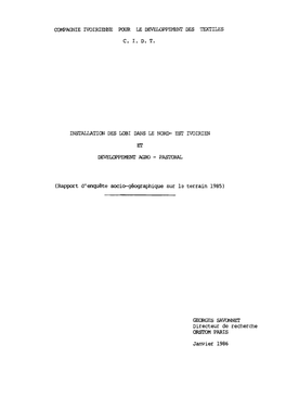 Installation Des Lobi Dans Le Nord Est Ivoirien Et Développement Agro