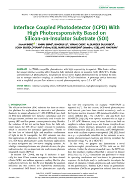 Interface Coupled Photodetector (ICPD) with High Photoresponsivity Based on Silicon-On-Insulator Substrate (SOI)