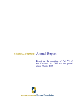 Australia: Political Finance Annual Report, Western Australian