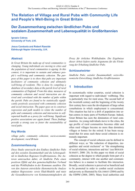 The Relation of Village and Rural Pubs with Community Life and People’S Well-Being in Great Britain