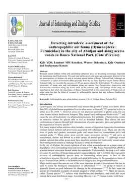 Detecting Intruders: Assessment of the Anthropophilic Ant Fauna (Hymenoptera: Formicidae) in the City of Abidjan and Along Acces