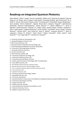 Roadmap on Integrated Quantum Photonics