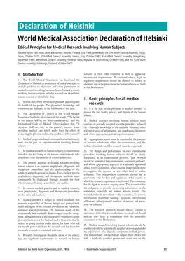 World Medical Association Declaration of Helsinki