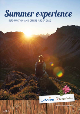 Summer Experience INFORMATION and OFFERS AROSA 2020