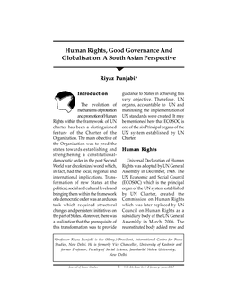 Human Rights, Good Governance and Globalisation: a South Asian Perspective