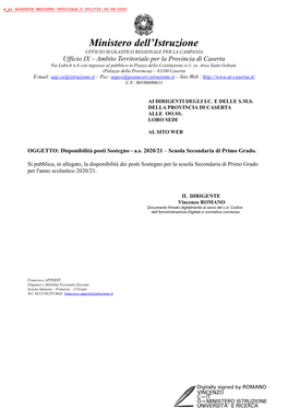 Ufficio IX – Ambito Territoriale Per La Provincia Di Caserta Via Lubich N.6 Con Ingresso Al Pubblico in Piazza Della Costituzione N.1- Ex