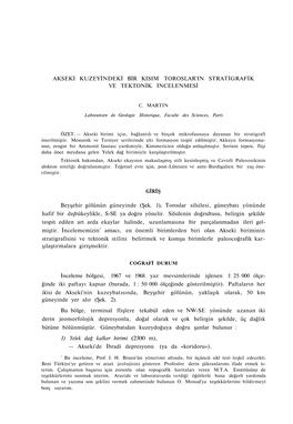 Akseki Kuzeyindeki Bir Kisim Toroslar'in Stratigrafik Ve Tektonik Incelenmesi