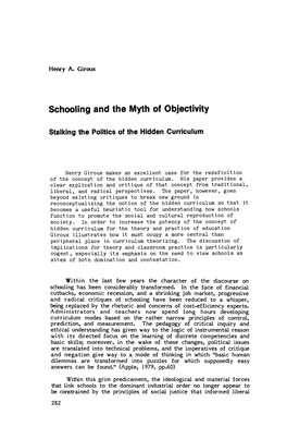 Schooling and the My Th of Objectivity