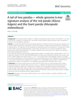 (Ailurus Fulgens) and the Giant Panda (Ailuropoda Melanoleuca) Matyas Cserhati