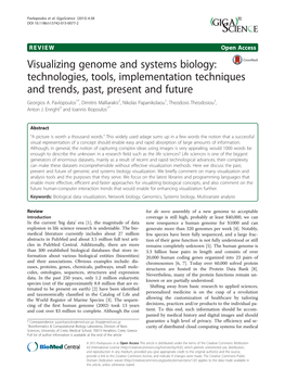 Visualizing Genome and Systems Biology: Technologies, Tools, Implementation Techniques and Trends, Past, Present and Future Georgios A