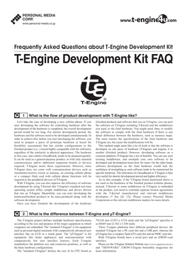 T-Engine Development Kit T-Engine Development Kit FAQ