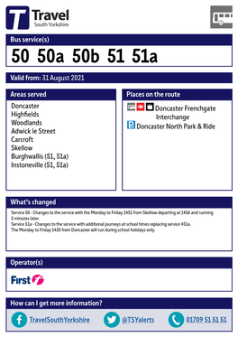 50 50A 50B 51 51A Valid From: 31 August 2021