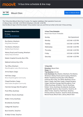 14 Bus Time Schedule & Line Route