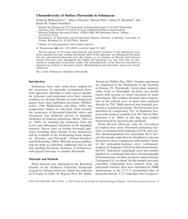 Chemodiversity of Surface Flavonoids in Solanaceae Eckhard Wollenwebera,*, Marco Dörsama, Marion Dörra, James N
