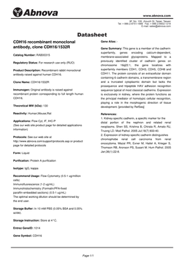 CDH16 Recombinant Monoclonal Antibody, Clone CDH16/1532R
