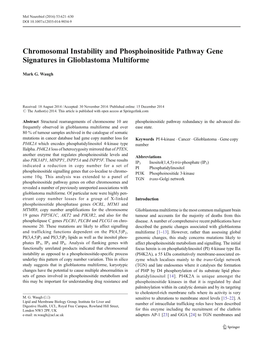 Chromosomal Instability and Phosphoinositide Pathway Gene Signatures in Glioblastoma Multiforme