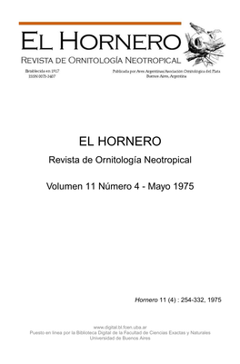EL HORNERO Revista De Ornitología Neotropical