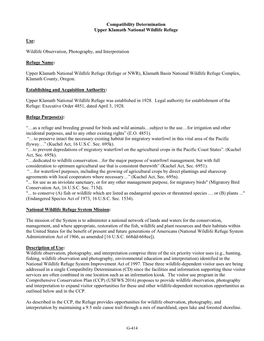 Compatibility Determination Upper Klamath National Wildlife Refuge