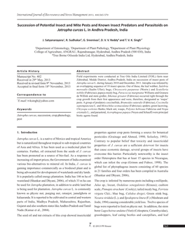 Succession of Potential Insect and Mite Pests and Known Insect Predators and Parasitoids on Jatropha Curcas L