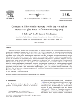 Contrasts in Lithospheric Structure Within the Australian Craton—Insights from Surface Wave Tomography