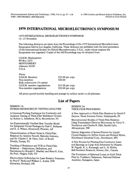 1979 International Microelectronics Symposium