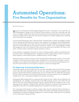 Automated Operations: Five Benefits for Your Organization