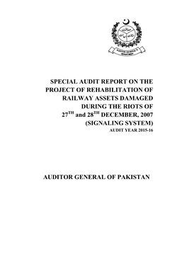 Special Audit Report on the Project of Rehabilitation Of
